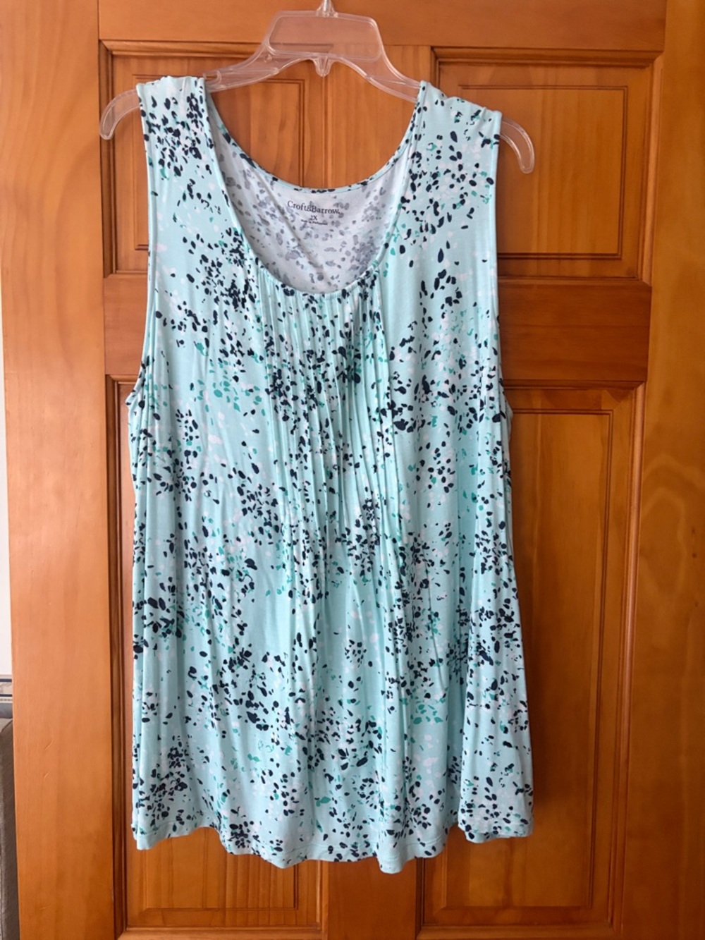 Croft & Barrow Mint Green Pleated Speckle Tank Top Sz 2X XXL - Picture 3 of 9